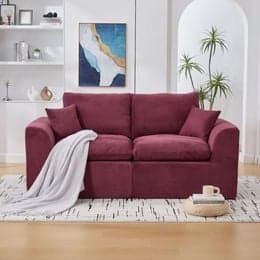 DREAMMESPACE 2-Sitzer-Sofa in Rot, minimalistisches skandinavisches Design aus Cord, B/T/H: 204 x 102,5 x 84 cm - Bild 1