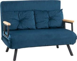 HOMCOM Schlafsofa Relaxsessel mit Bettfunktion aus Samt in Blau, B/T/H: 102 x 73 x 81 cm - Bild 1