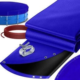 Kesper Solar Poolabdeckung aus 200g/m² PE Material in Blau und Schwarz inklusive Stahlseil und Seilspanner mit Ösen, UV-resistent - Bild 1