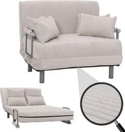 Schlafsessel MCW-K29 Schlafsofa und Gästebett aus Cord in Hellgrau mit Liegefläche 190 x 100 cm - Bild 1