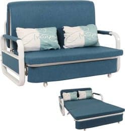 Schlafsofa MCW-M83 in Dunkelblau mit Bettkasten und Liegefläche aus Stoff, B/T: 185 x 130 cm - Bild 1