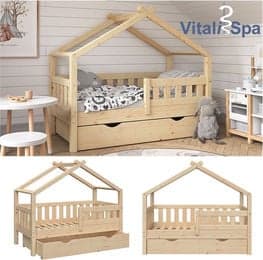 VitaliSpa Design Kinderbett aus Massivholz in Natur mit Schublade und Lattenrost, B/T: 140 x 70 cm - Bild 1