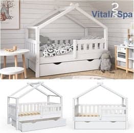 VitaliSpa Design Kinderbett aus Massivholz mit Schublade und Lattenrost, Farbe: Weiß, B/T/H: 140 x 70 cm - Bild 1