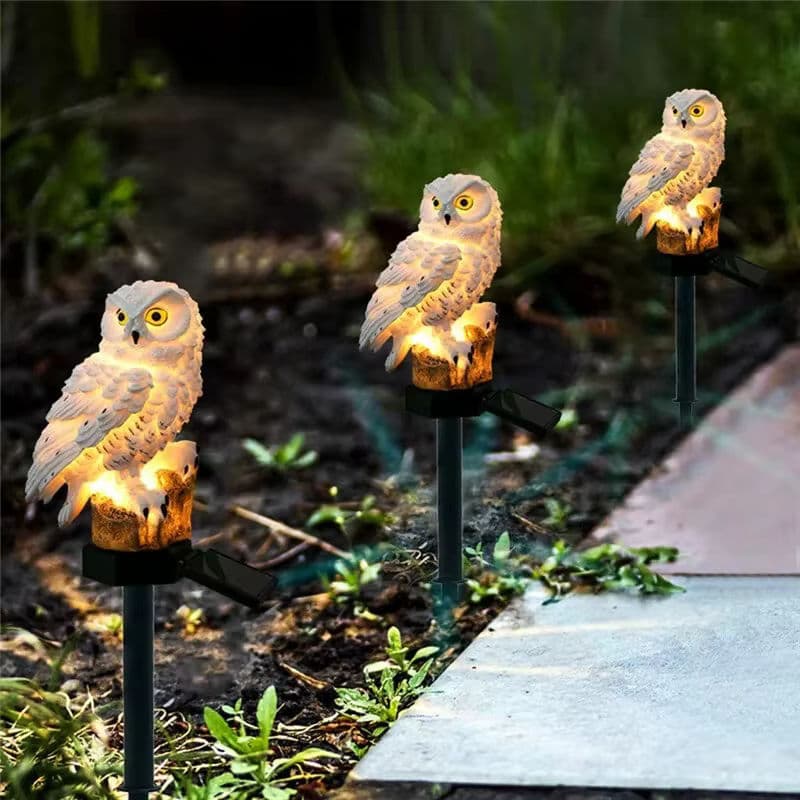 XIWANGFIRE Solarleuchte Eule aus Kunstharz in Bunt für die Garten Dekoration mit LED und wasserdichtem Design - Bild 2