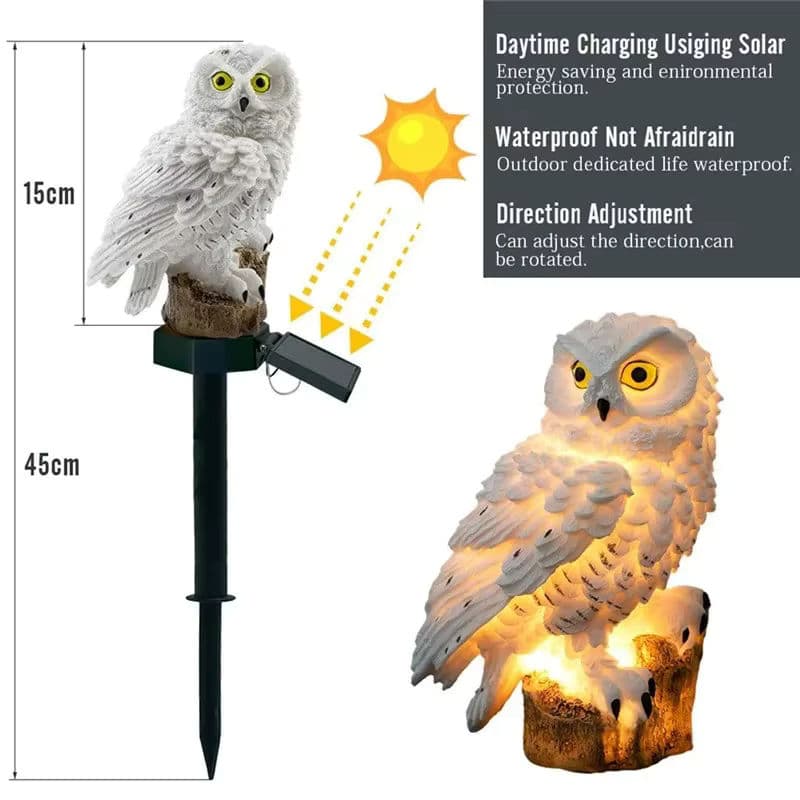 XIWANGFIRE Solarleuchte Eule aus Kunstharz in Bunt für die Garten Dekoration mit LED und wasserdichtem Design - Bild 4